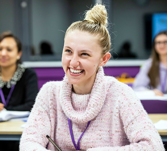 Accounting student smiling
