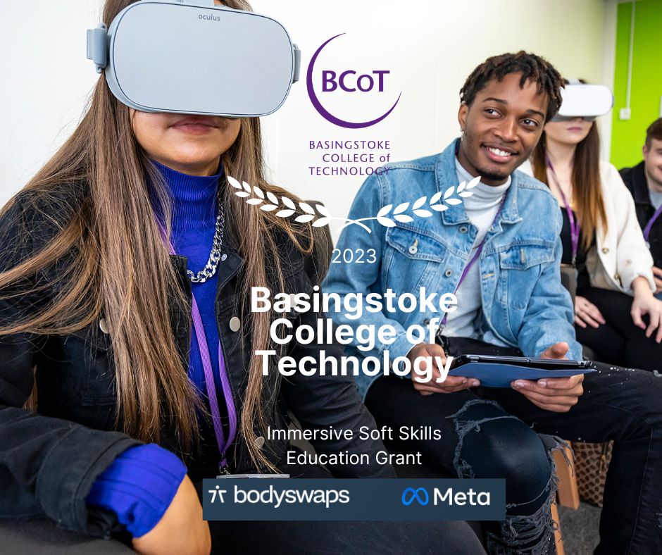 Students wearing VR headsets