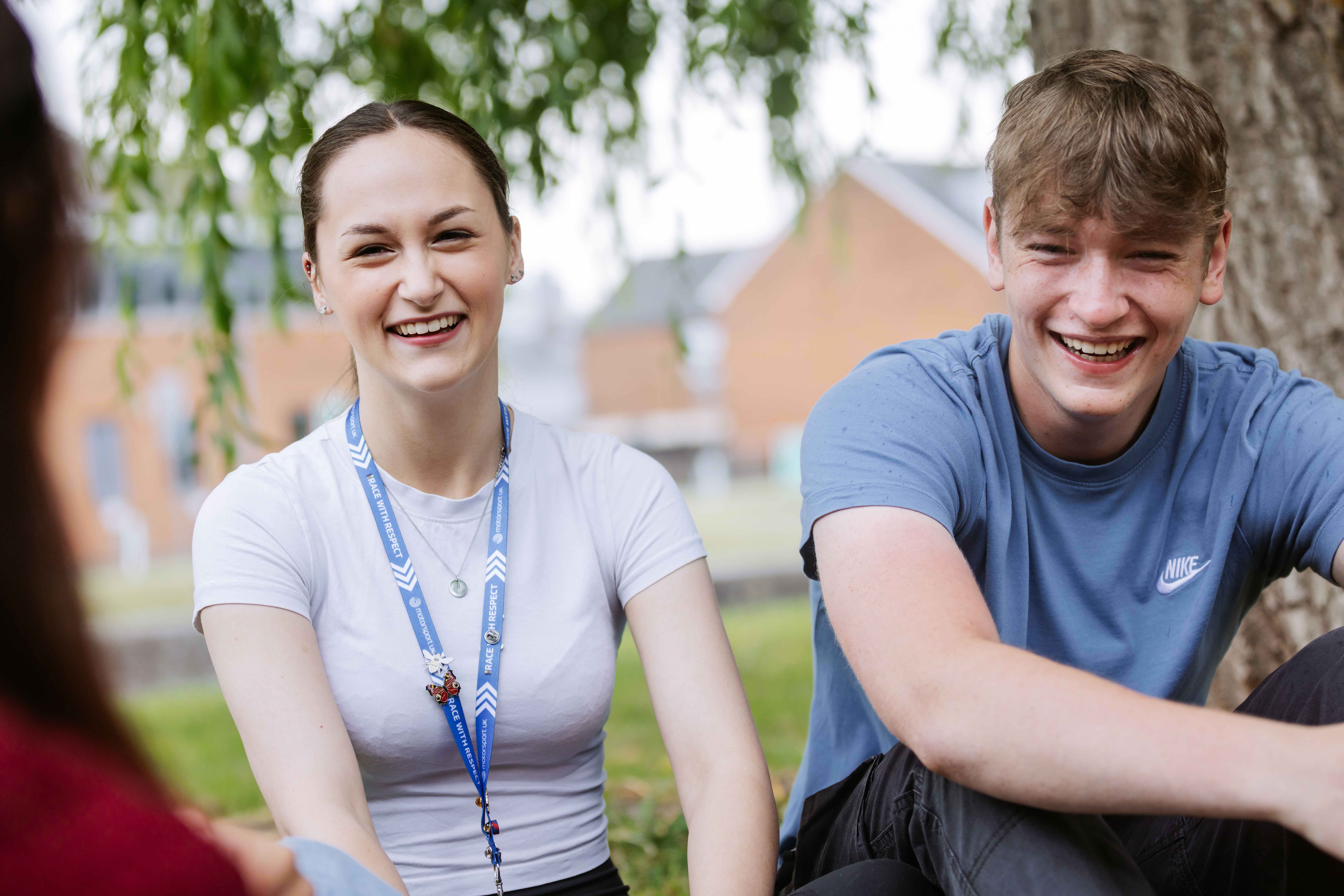 Two students at Basingstoke College of Technology celebrating Level 3 results day 