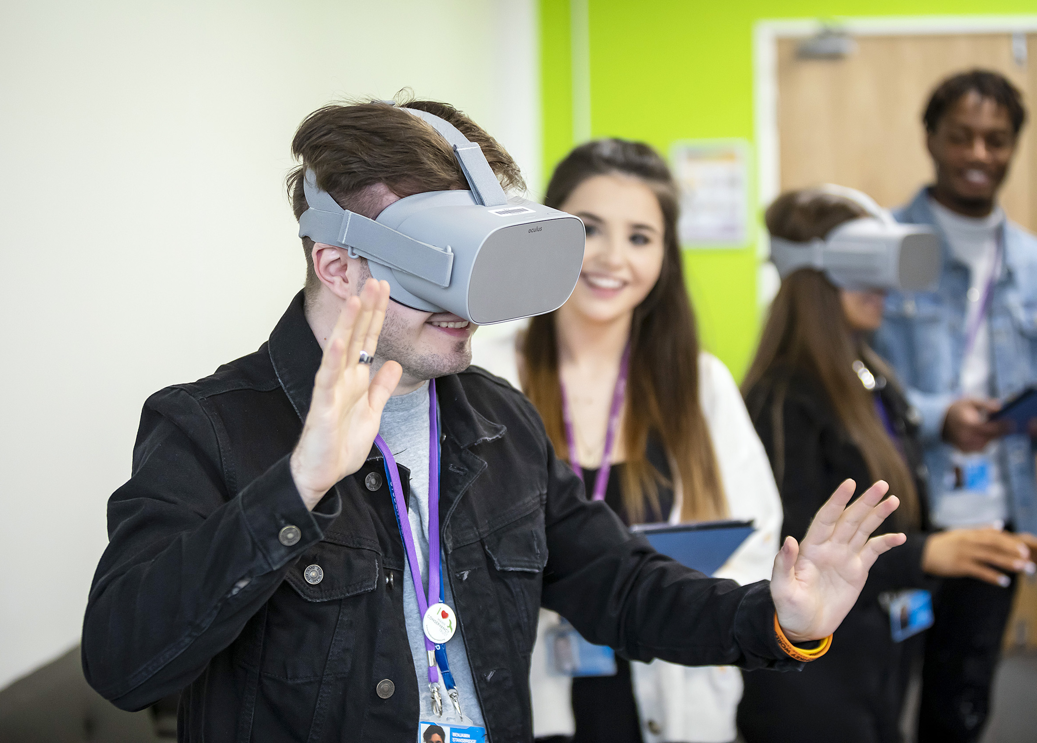 Young person wearing a VR headset