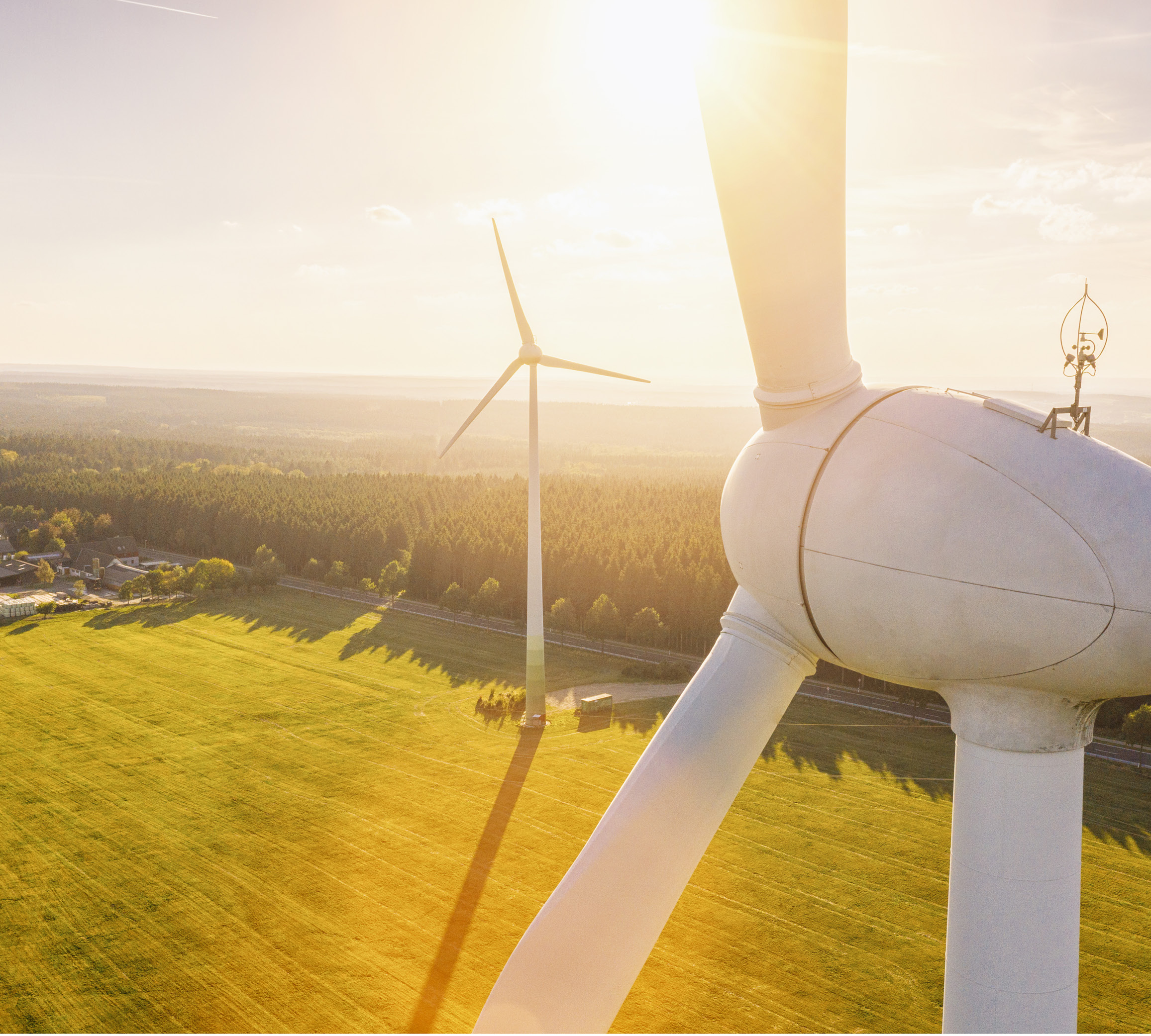 Wind turbines in field